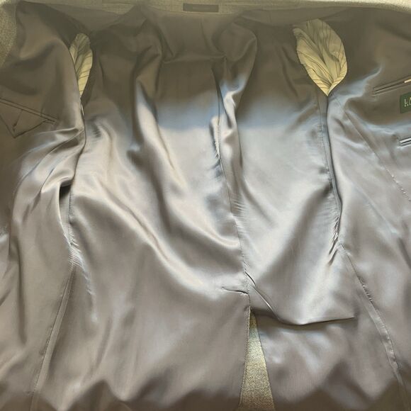Lauren Ralph Lauren Herringbone Taupe Silk & Wool Sport Coat Blazer 43 Long - Picture 7 of 10